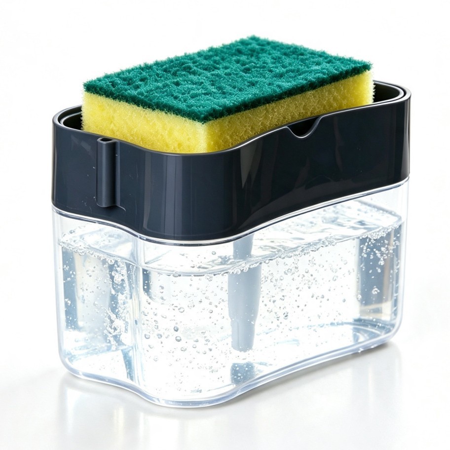 2-in-1 Dish Brush Holder with Soap Dispenser