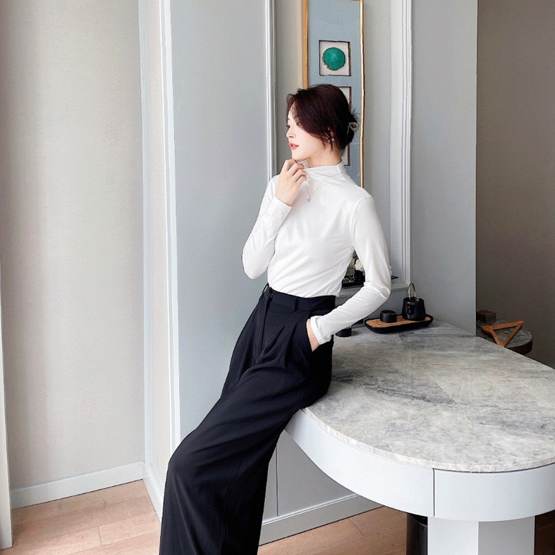 Women’s Long Sleeve Top with Stand-Up Collar