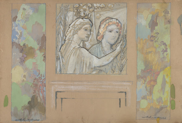 Design for an Overdoor Painting and Two Wall Panels circa 19001910