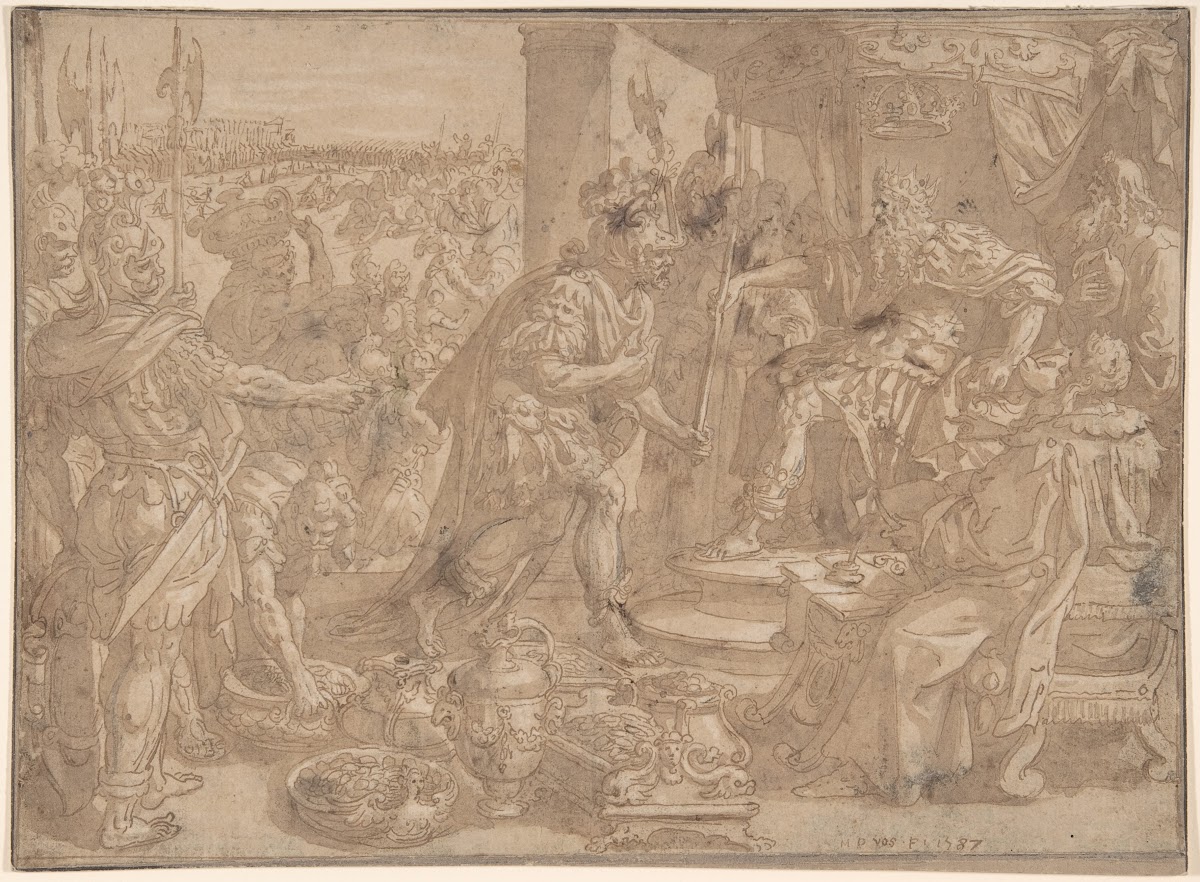 Holofernes before Nebuchadnezzar Judith 24 13 1587