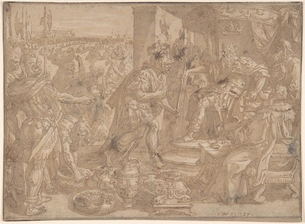 Holofernes before Nebuchadnezzar Judith 24 13 1587