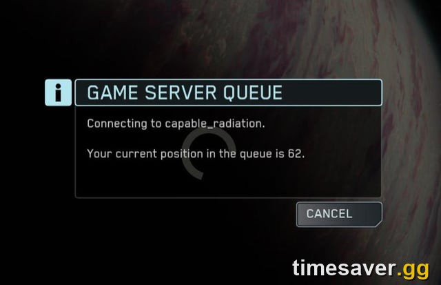 Star Citizen server/region connection dialog — change the region from BEST to a specific server to clear a stuck load