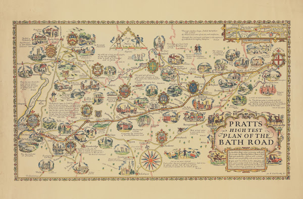 Pratts High Test Map Of The Bath Road 1930