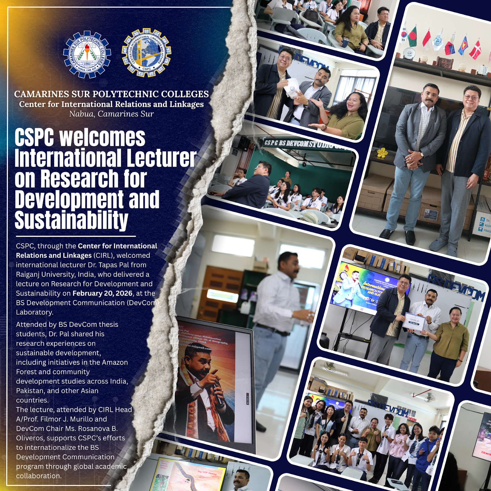 CSPC welcomes International Lecturer on Research for Development and Sustainability