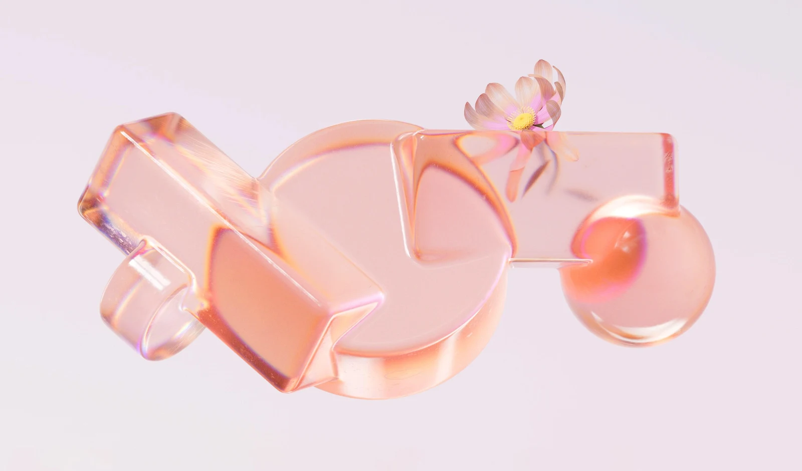Abstract Pink Glass Geometric Shapes - 3D Digital Art 2K Wallpaper (3680x2160)