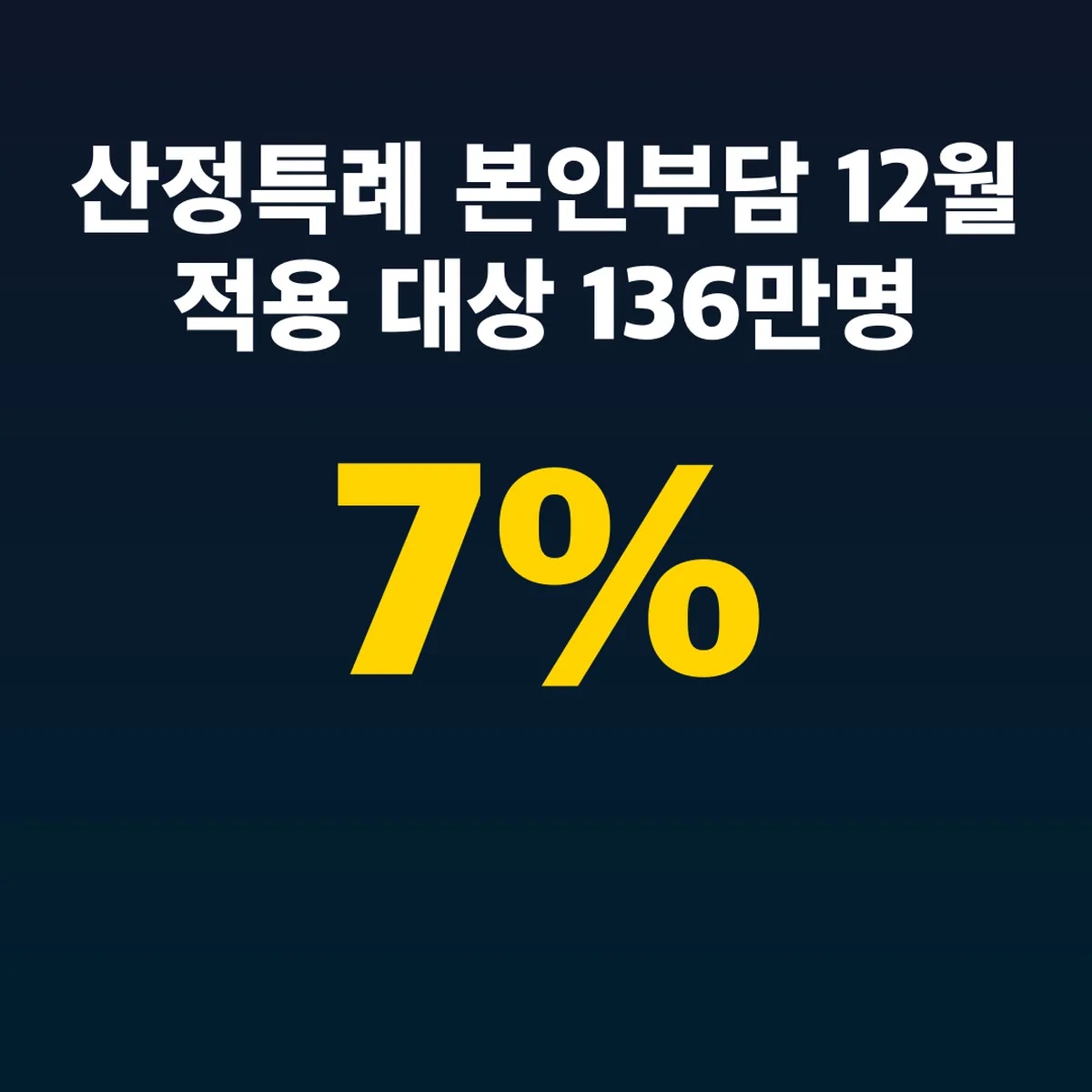 산정특례 본인부담 7% 12월 적용 대상 136만명 조회