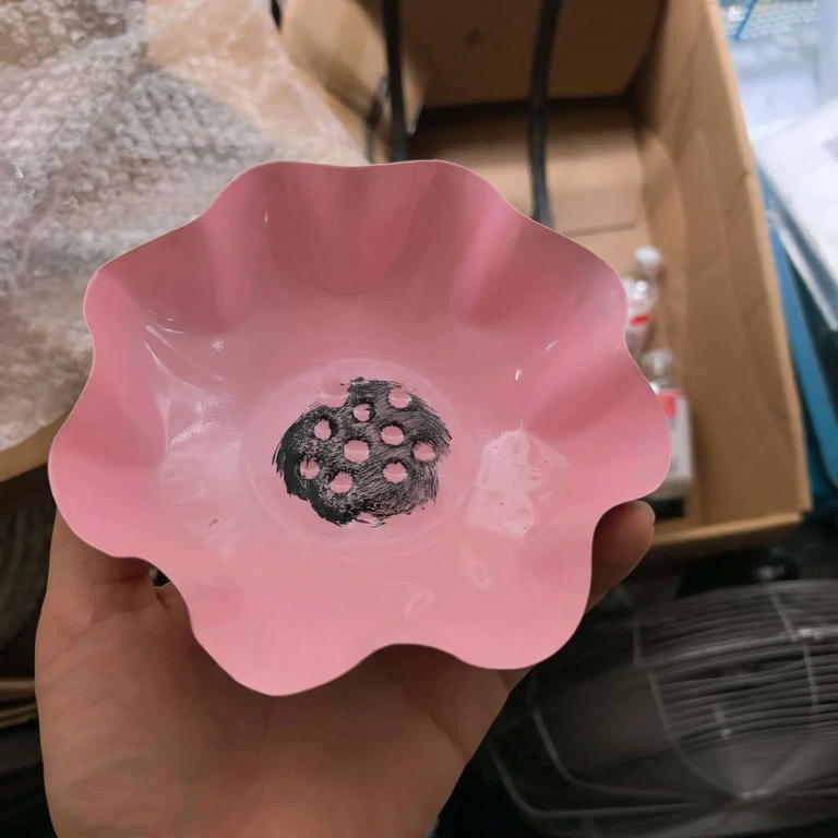 Decorative metal birdbath with ground spike