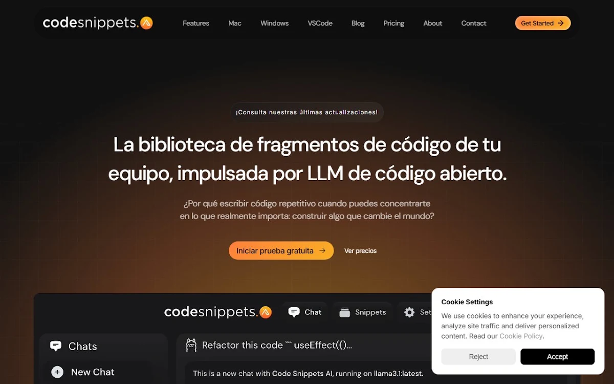 Captura de Code Snippets AI - Your Codebase + AI