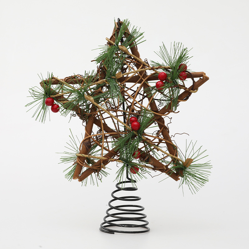 Christmas Tree Top Star Made of Rattan