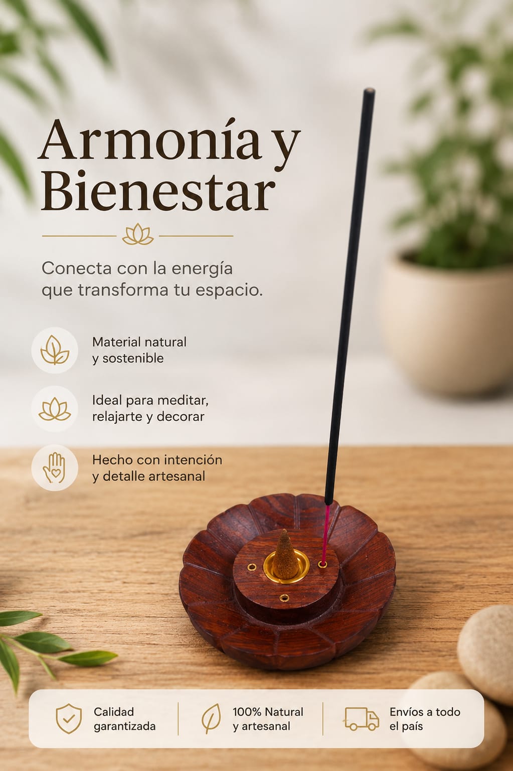 PORTA INCIENSO FLOR MADERA