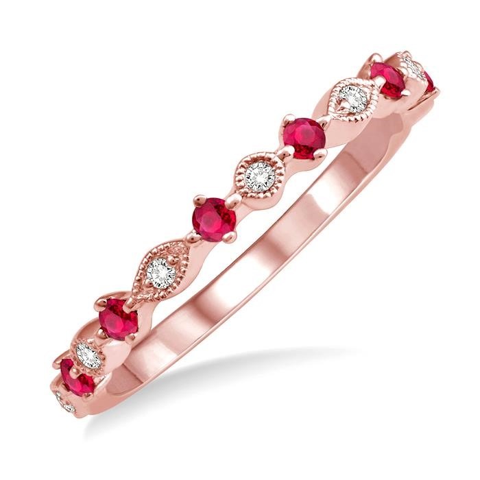 Gemstone & Diamond Fashion Band 46389DHFHSPWG – 14 Kt Rose Gold, 4