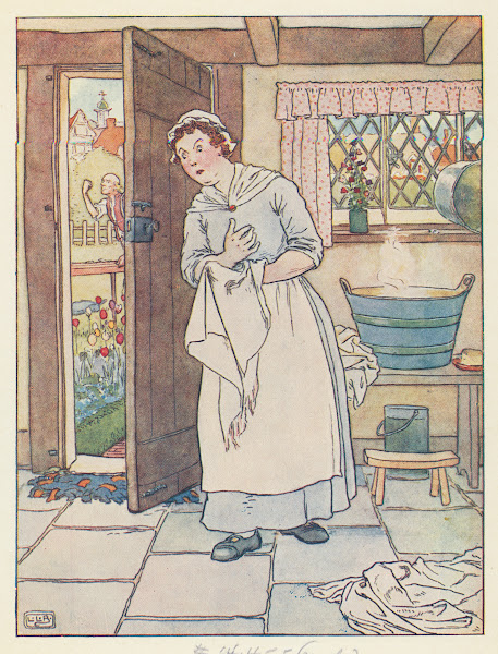 Woman drying her hands