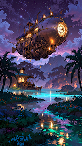 Fantasy Zephyr Over Luminous Jungle River Twilight