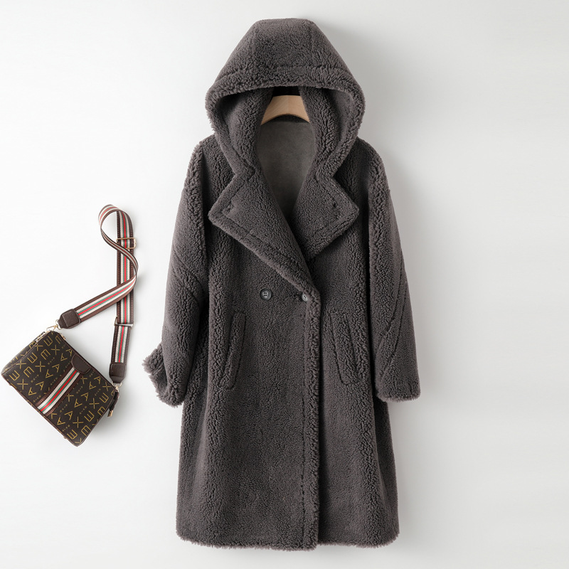 Langer Teddy-Mantel aus Lammfell-Imitat für Damen