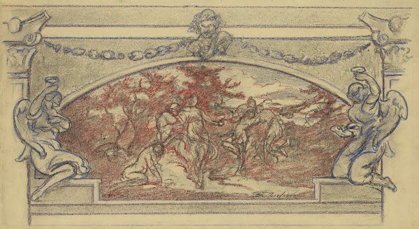 Study drawing for a mural showing dancing figures ca 1898