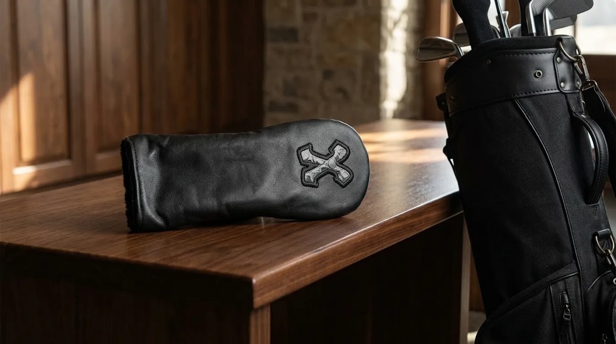 Buy golf headcovers online with a tailored onyx leather hybrid headcover for secure fit.