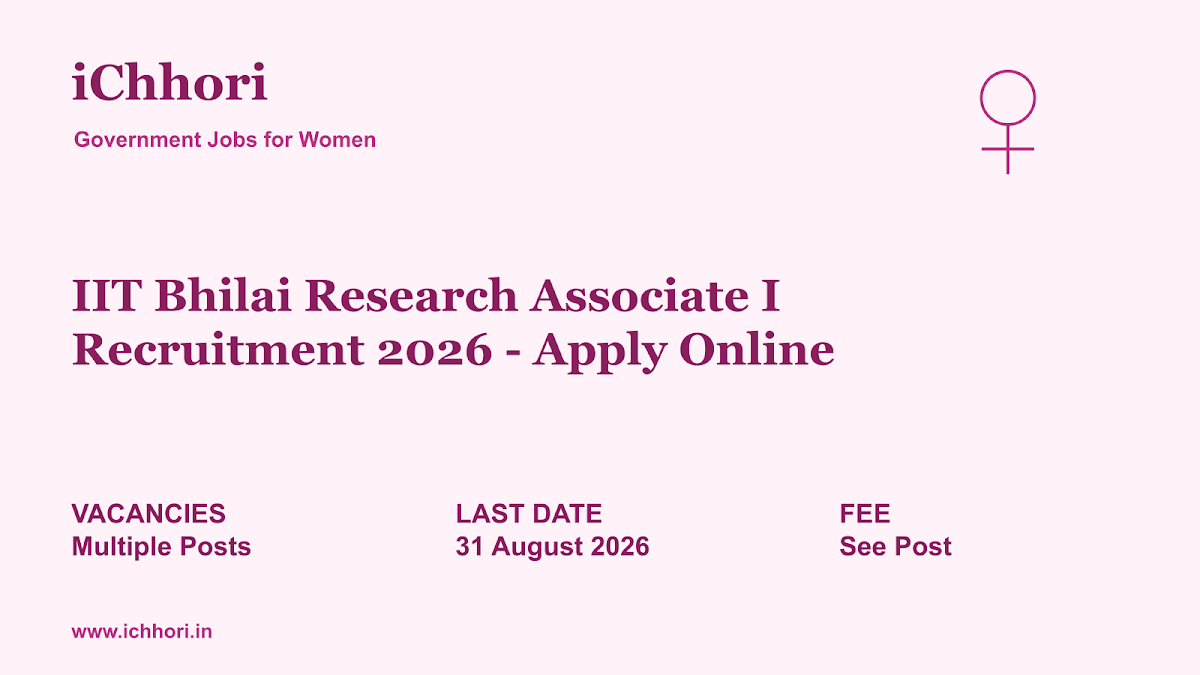 IIT Bhilai Research Associate I Recruitment 2026 - Apply Online - iChhori