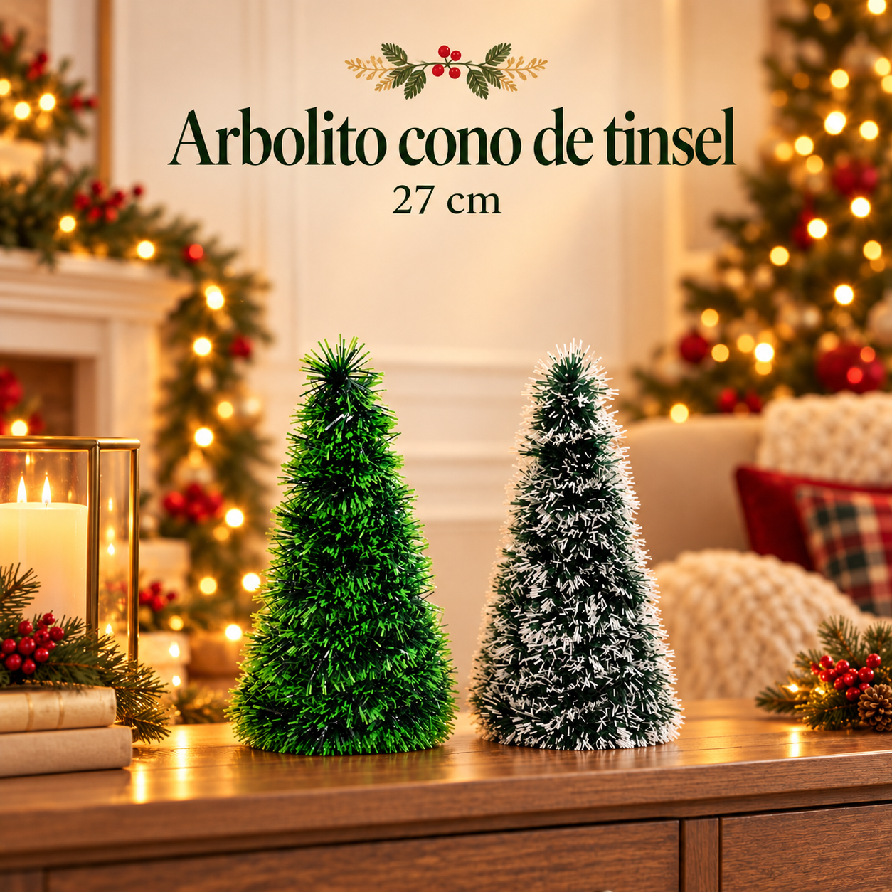 Arbolito cono de tinsel 27 cm