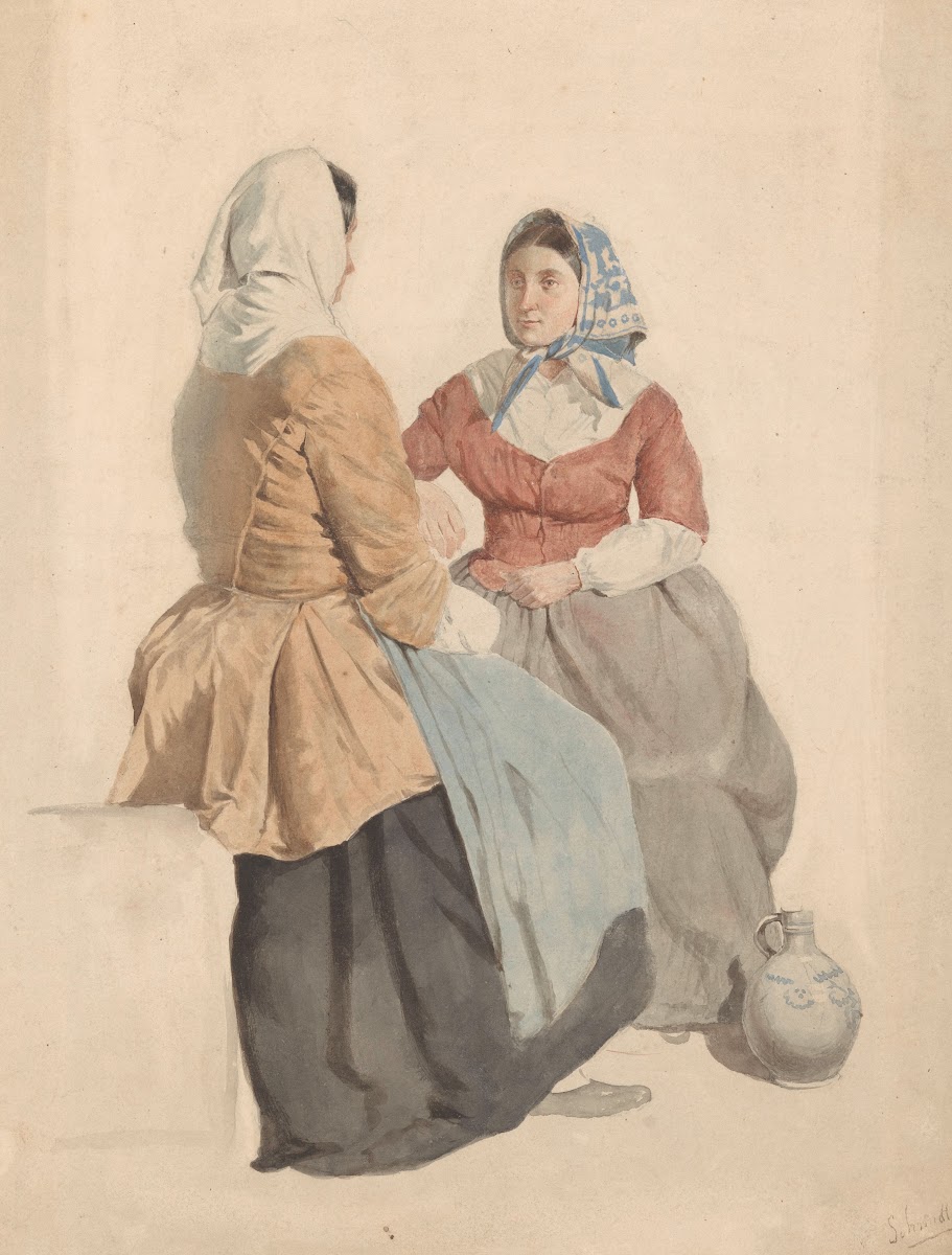 Twee zittende vrouwen met een kruik 1819   1849