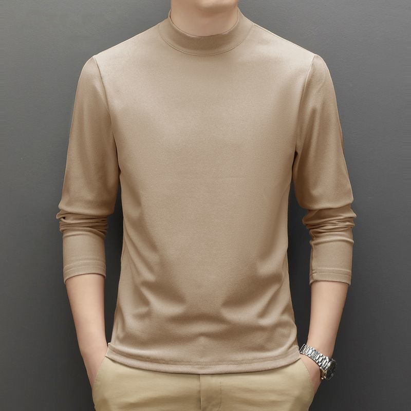 Men's long sleeve shirt with stand-up collar, lined