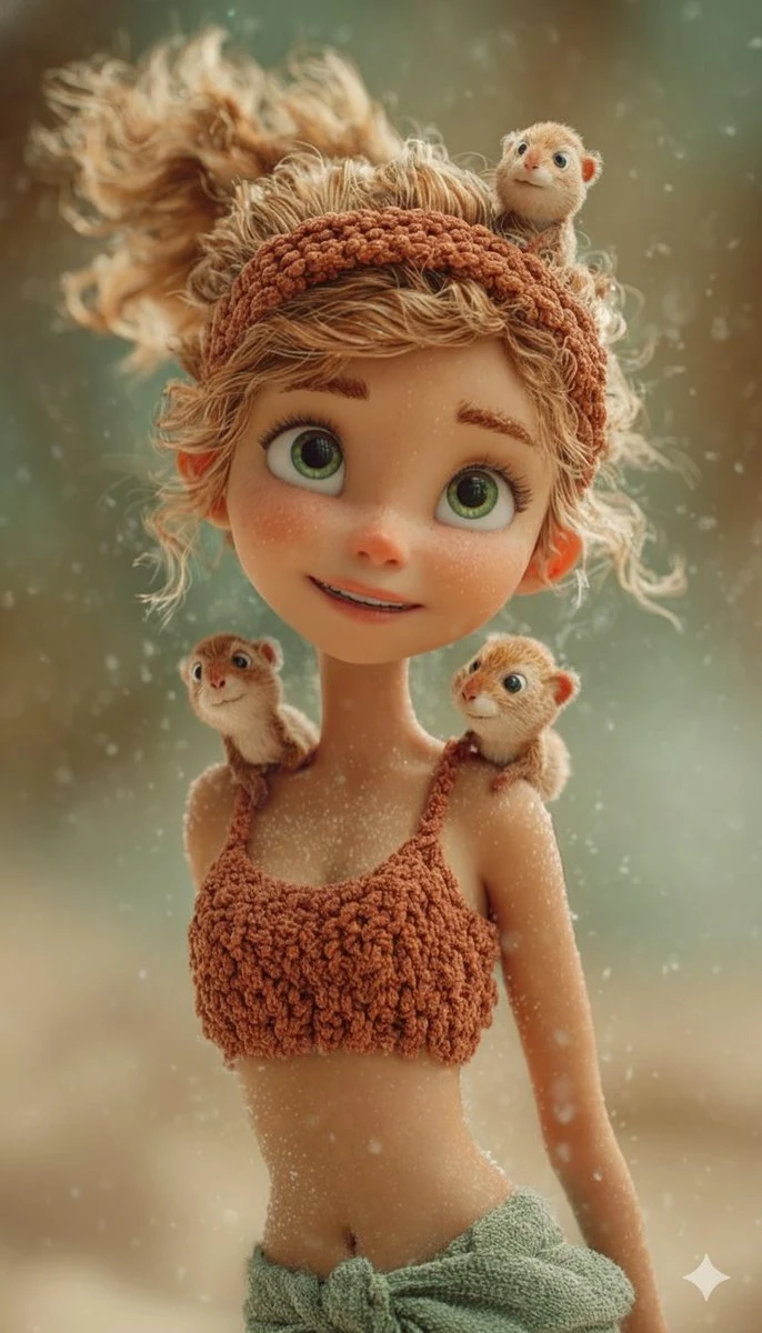Retrato animado en 3D de una adorable niña hada.