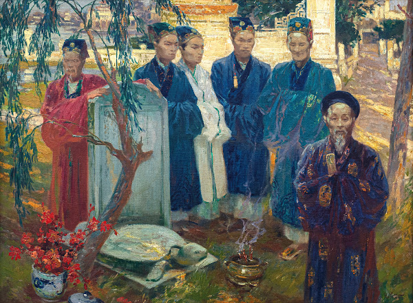 Commémoration à la stèle dun lettré Tonkin Commemoration at the Stele of a Schol