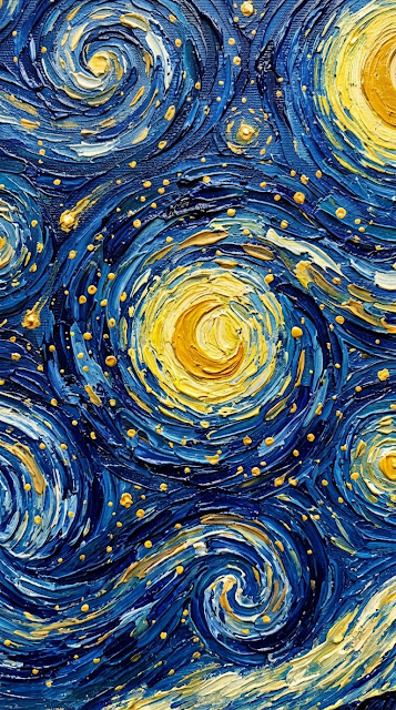 Abstract Digital Painting of Swirling Blue and Yellow Oil Brushstrokes - Free mobile Wallpaper
