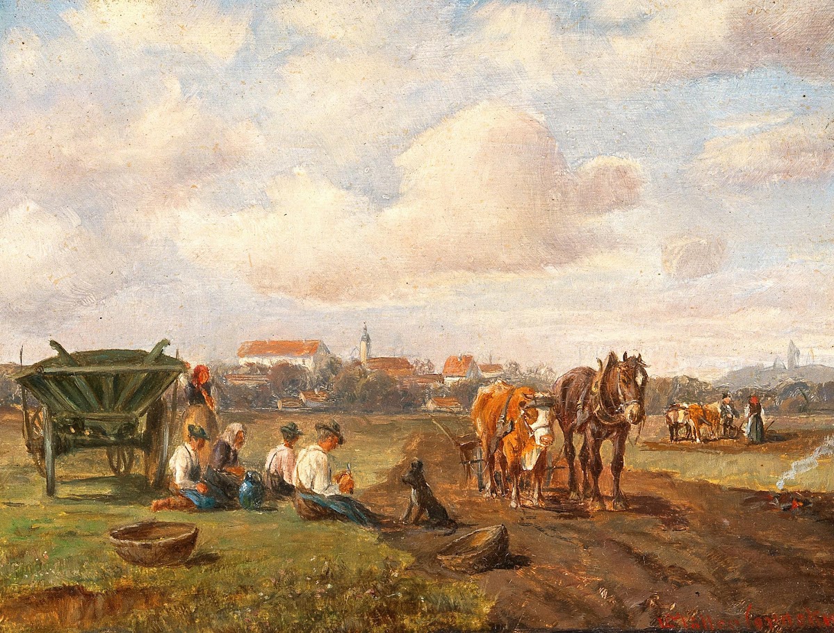 Resting on the Roadside before a Village