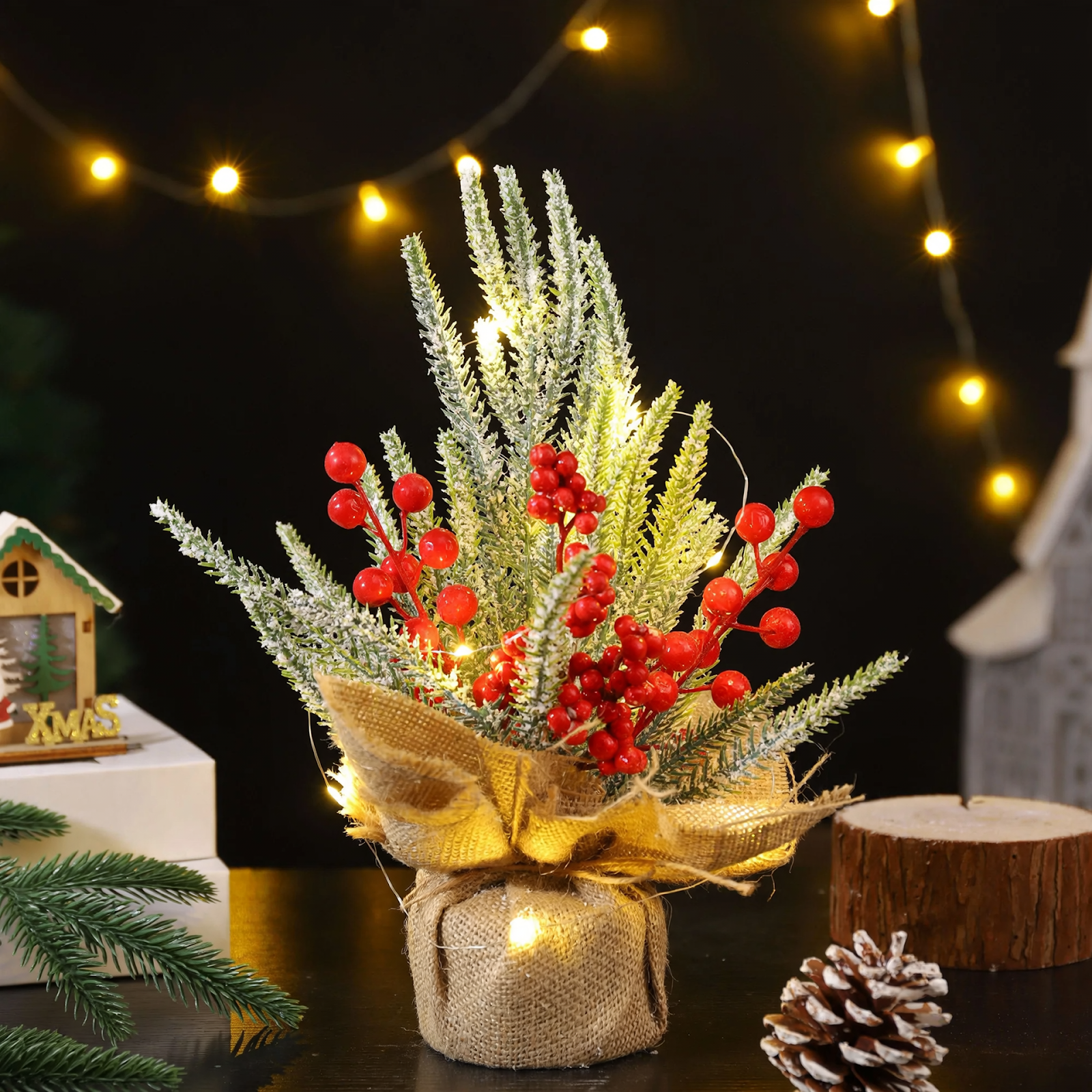 Mini Christmas tree with flocking, 45 cm