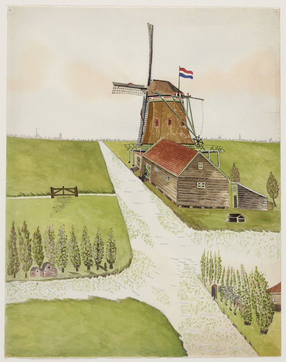 Oliemolen De Zoeker versierd ter gelegenheid van de bevrijding mei 1945 1945