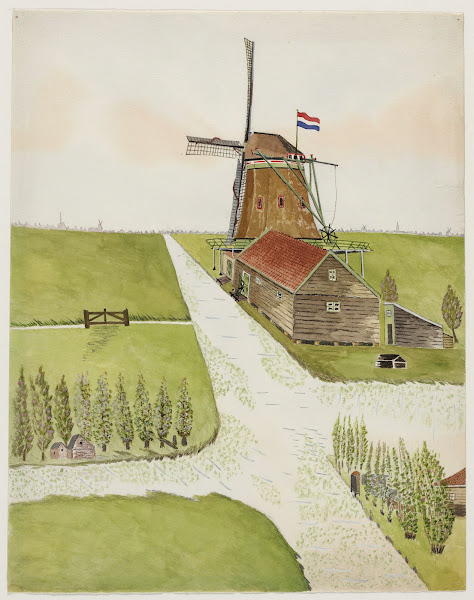 Oliemolen De Zoeker versierd ter gelegenheid van de bevrijding mei 1945 1945