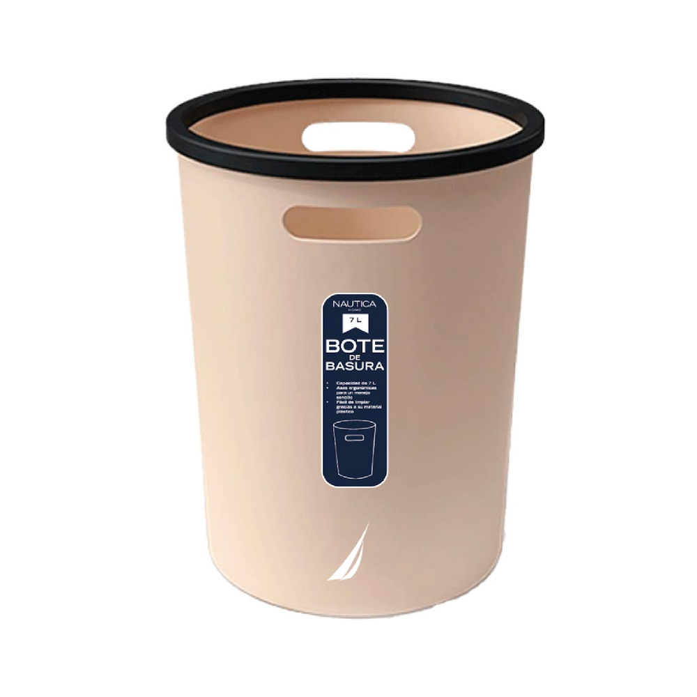 Bote de basura de plástico Nautica™ Home de 7 L, color beige