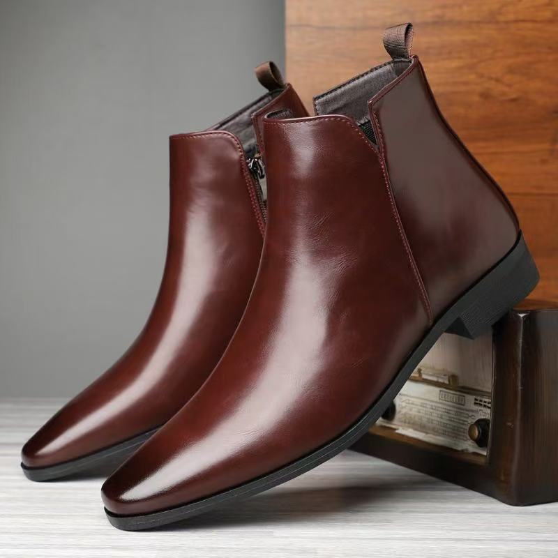 Herren-Chelsea-Boots, hoch, Kunstleder