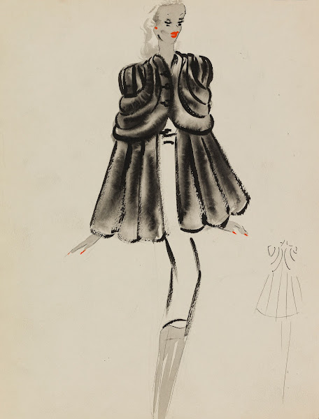 Cape noire avec travail en bandes 1938