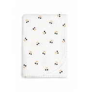 Детский плед Twins муслиновый двойной 110х80 двухслойный с помпонами white/cherry