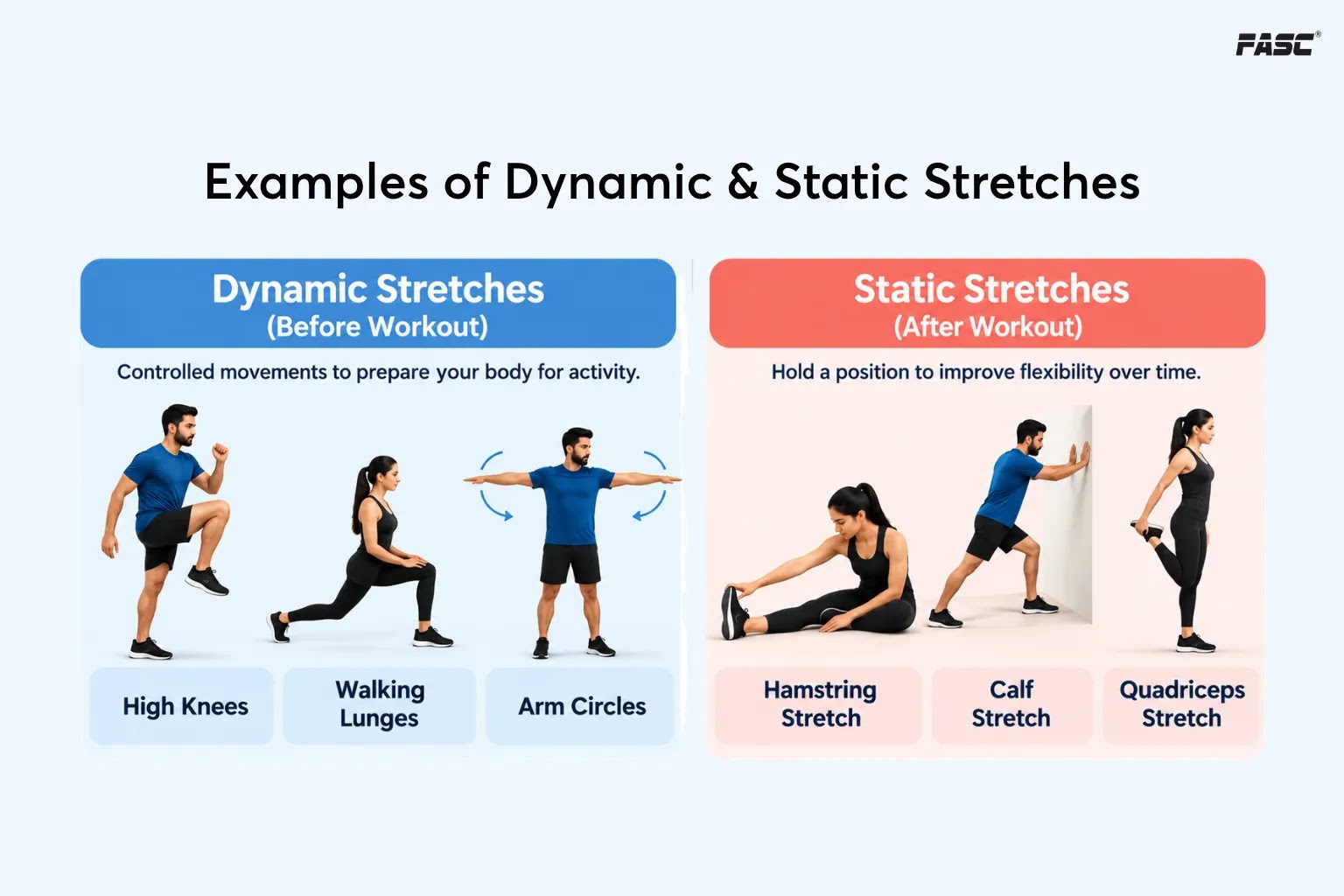 Examples of Dynamic and Static Stretching