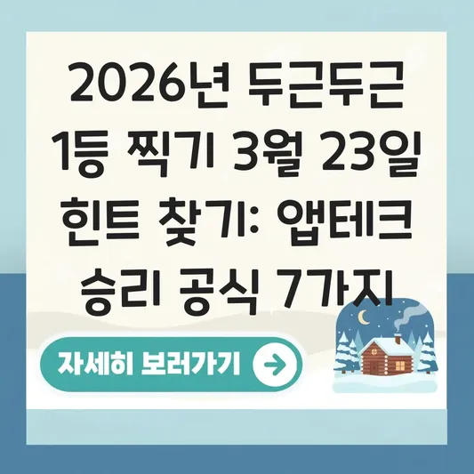 두근두근 1등 찍기 3월 23일 힌트
