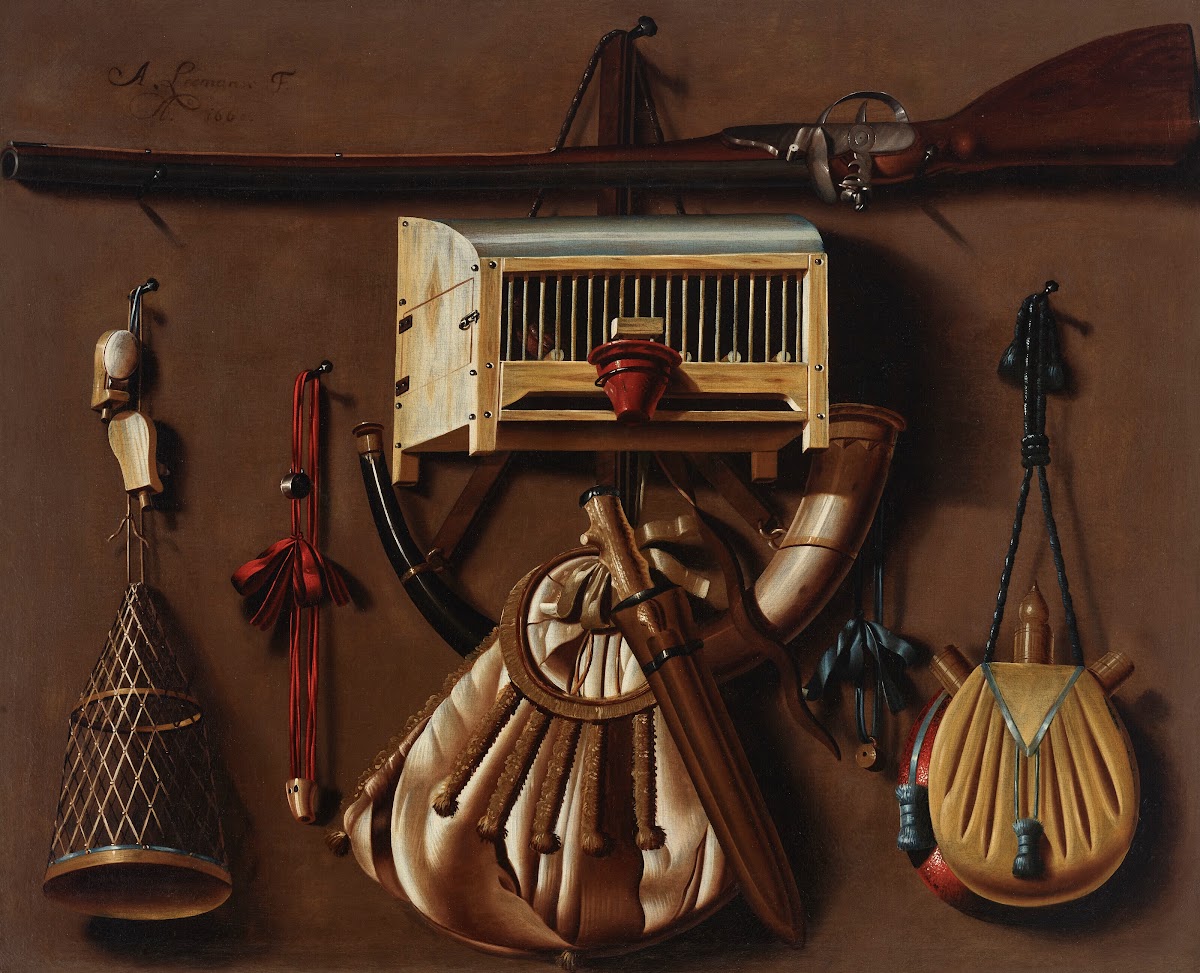 A tromp loeil with hunting and bird catching gear