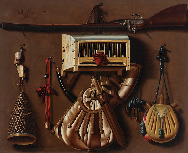A tromp loeil with hunting and bird catching gear