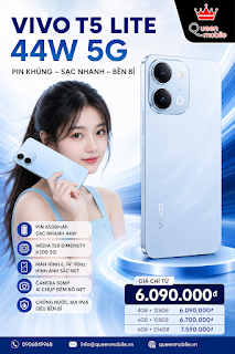 Vivo T5 Lite 5G Ra Mắt Phân Khúc Phổ Thông Định Hình Lại Tiêu Chuẩn Pin Siêu Khủng #VivoT5Lite5G #Vivo #QueenMobile #TinCongNghe #Smartphone2026 #Pin6500mAh