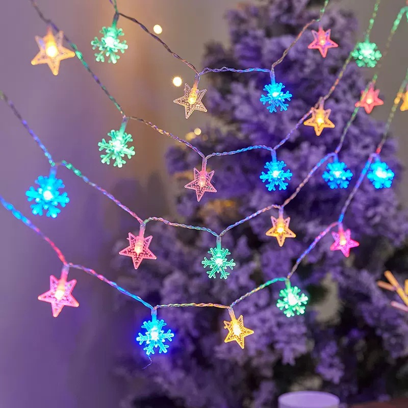LED string lights with balls and stars for atmospheric light