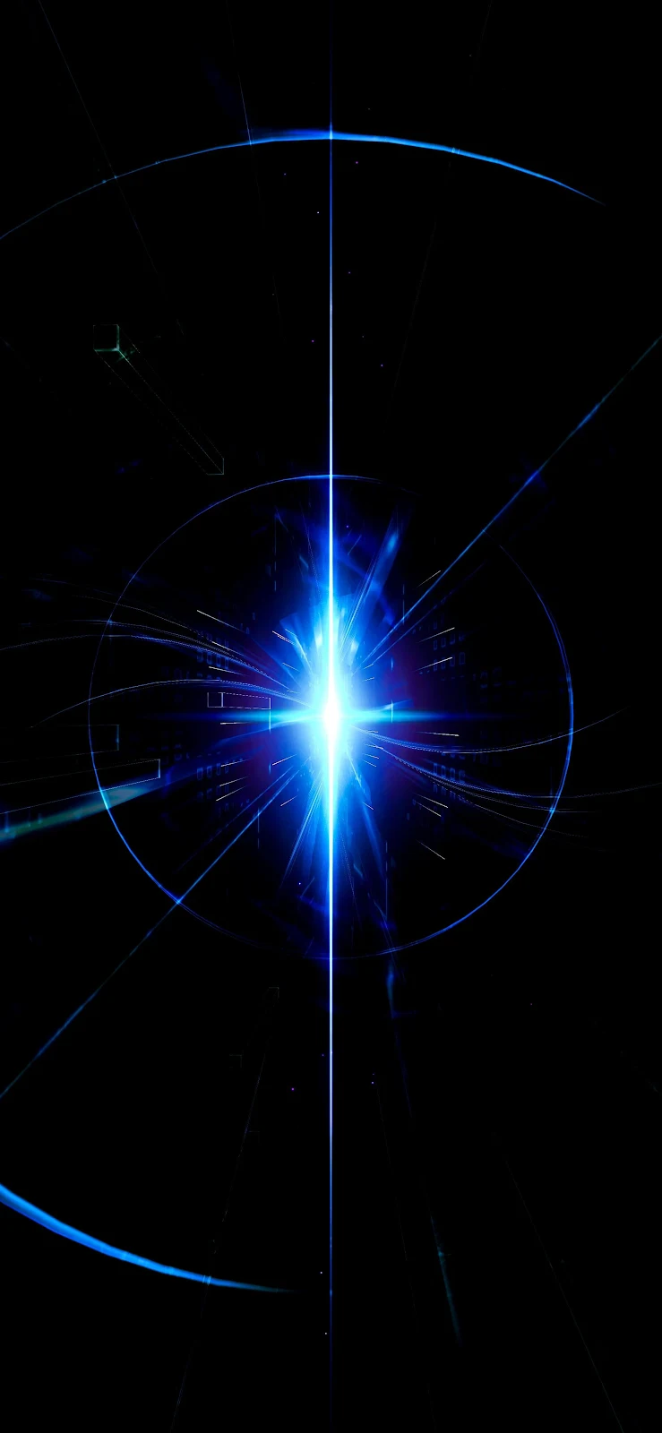 Vertical Blue Light Flare - Abstract Digital Art 2K iPhone Wallpaper (1772x3839)