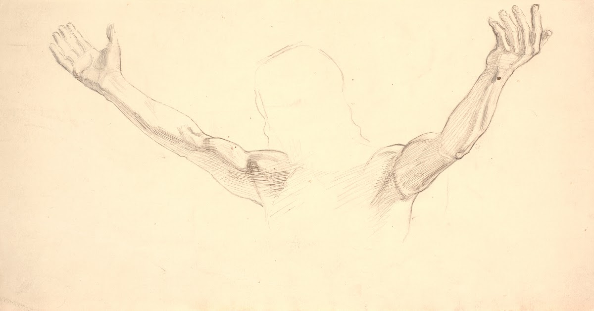 Detailfigurstudie af Kristi udbredte arme 1889   1893