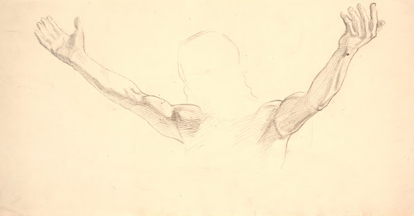 Detailfigurstudie af Kristi udbredte arme 1889   1893