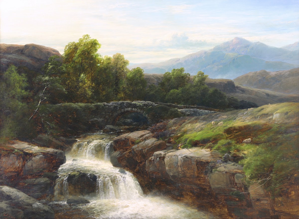 Moorland Landscape with Waterfall Vale of Neath South Wales 1875
