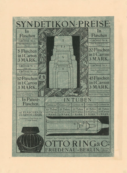 Syndetikon Preise FüR Flaschen Und Tuben Otto Ring  Co Friedenau Berlin 1881   1
