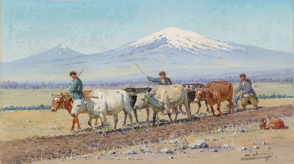 Driving oxen Mount Ararat