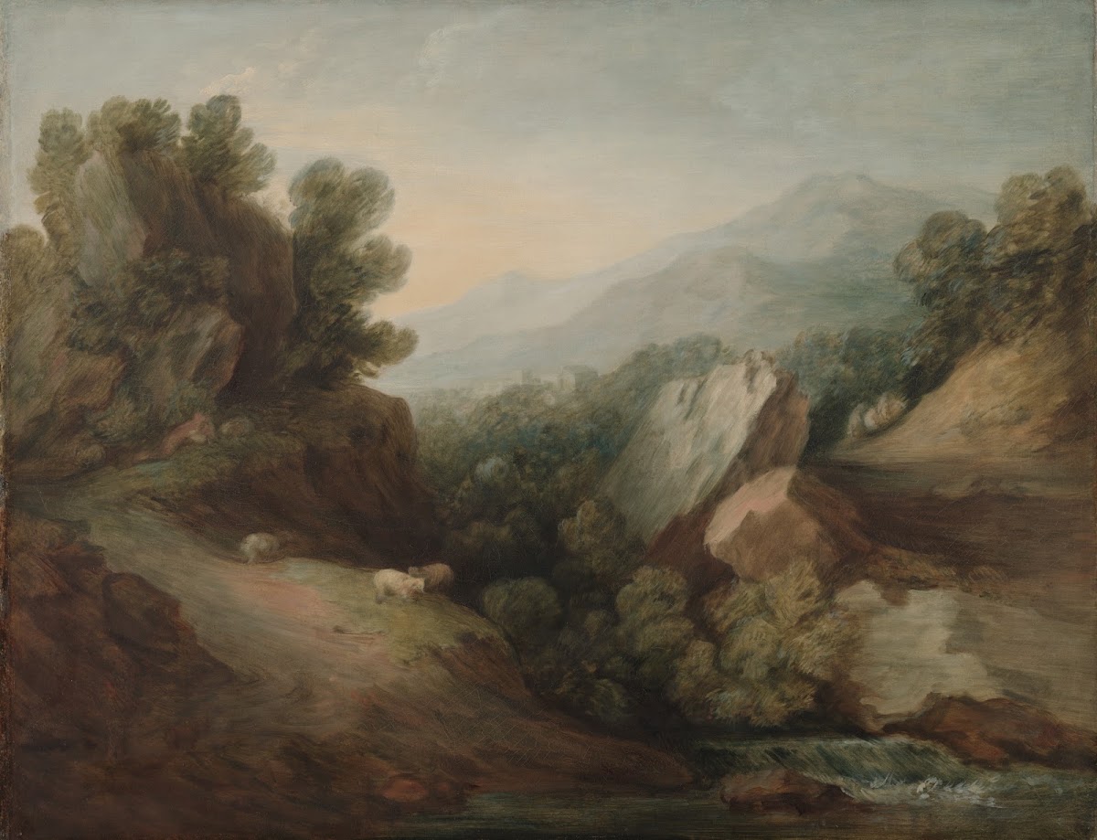 Rocky Wooded Landscape with a Dell and Weir c 1782 1783