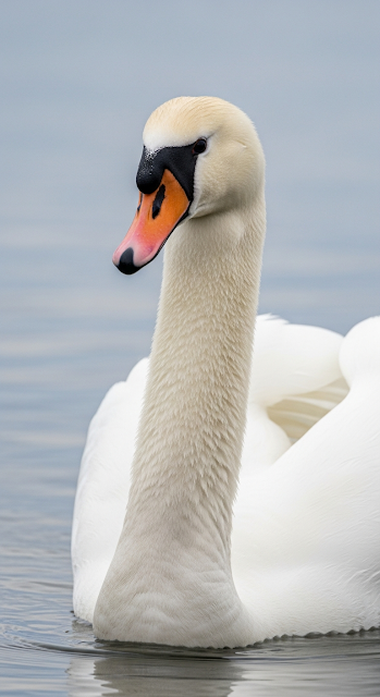 Elegant Low-Angle Macro Portrait of a Mute Swan on Water with Detailed Feather Texture - Free mobile Wallpaper