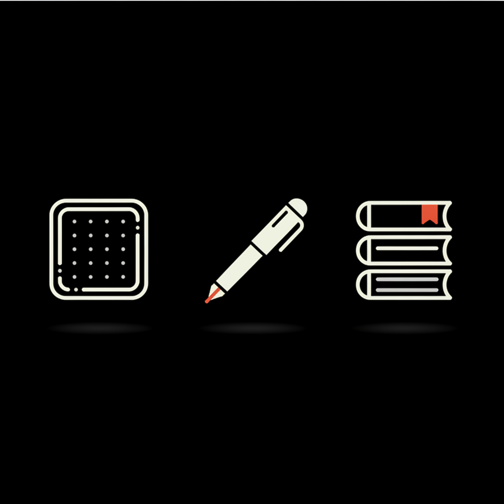 Minimal infographic showing a sandbox, pen, and stacked books representing reliable sources to edit Wikipedia on a black background with light and orange brand accents.